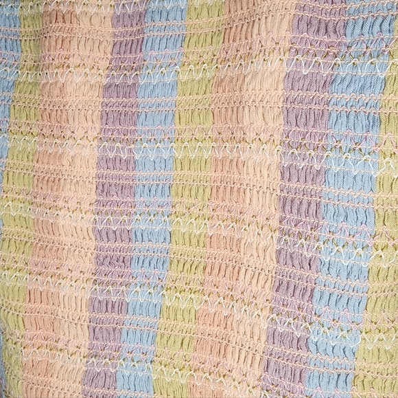 AMERICAN EAGLE Pastel Rainbow Smocked Ruffle Mini Dress, size M - Picture 3 of 7